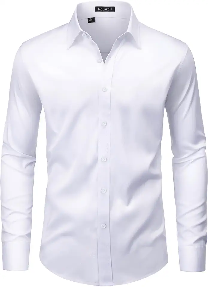 Global Recycled Standard Men’s Wrinkle Free Dress Shirts Regular Fit Long Sleeve Non Iron Business Casual Wedding Stretch Button Down Shirt