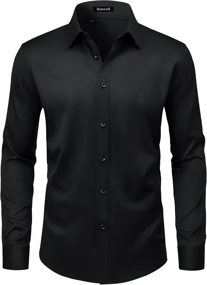 Global Recycled Standard Men’s Wrinkle Free Dress Shirts Regular Fit Long Sleeve Non Iron Business Casual Wedding Stretch Button Down Shirt