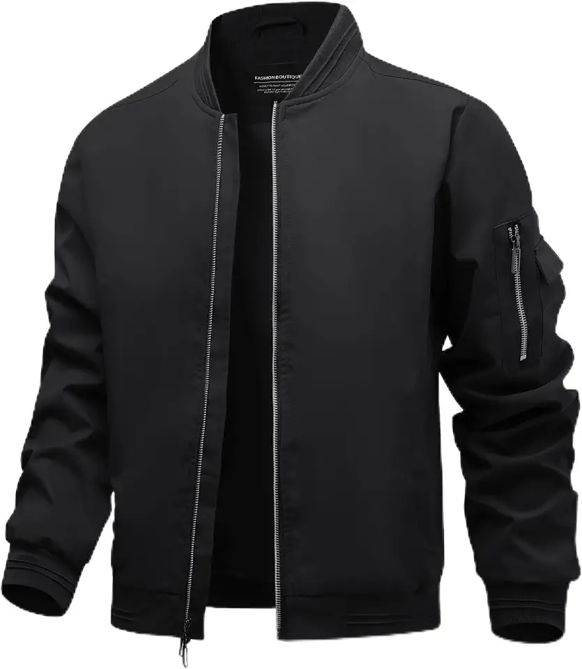 Men's Black And Grey Bomber Jacket