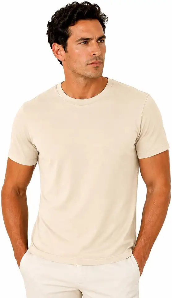 Men's 100% Combed Cotton Crew Neck T-Shirt, Regular Fit