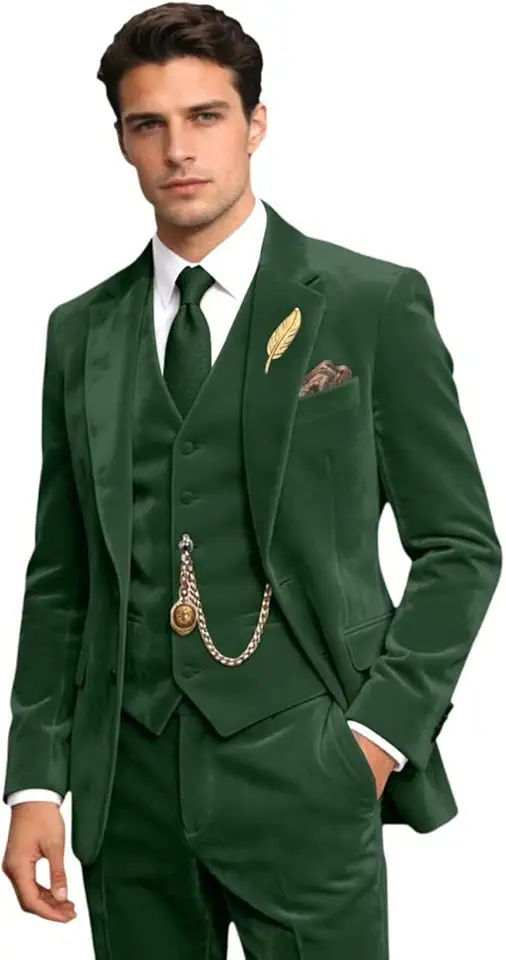 Men's Slim Fit Green Velvet Blazer