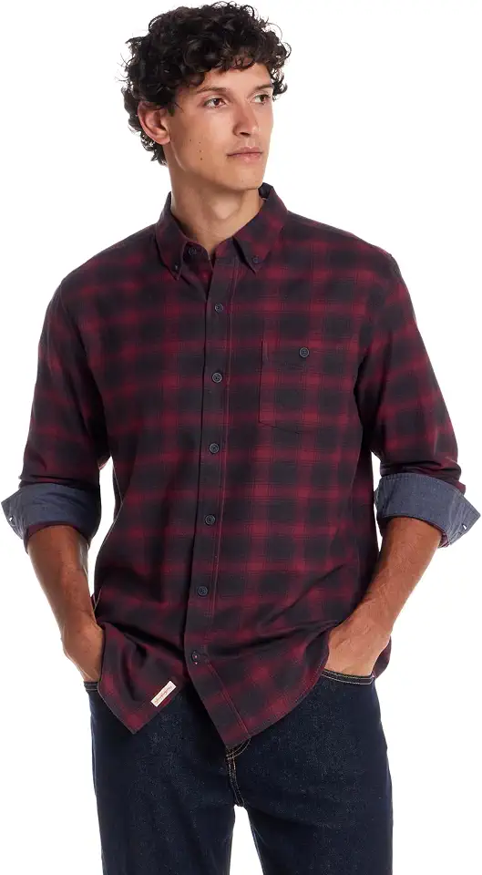 Weatherproof Vintage Mens Casual Soft Brushed Plaid Button-Down Flannel Shirt