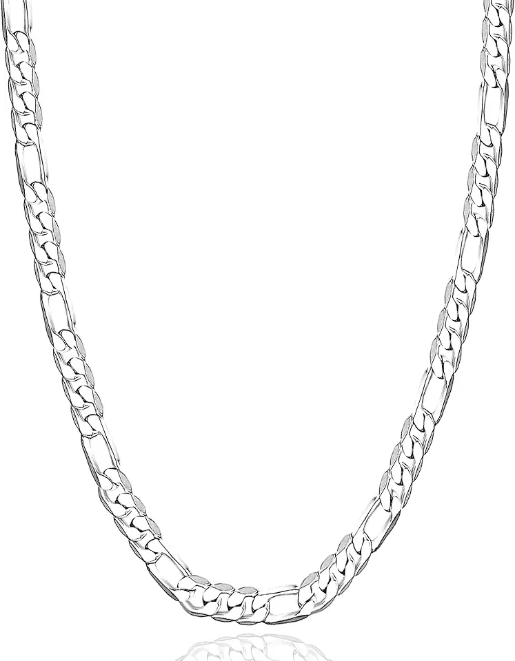 925 Sterling Silver Figaro Chain Necklace 5mm – Sterling Silver Chain for Men and Women, Durable Mens Silver Chain, Hypoallergenic Nickel-Free Silver Necklace, Waterproof, Lobster Clasp, Gift Ready