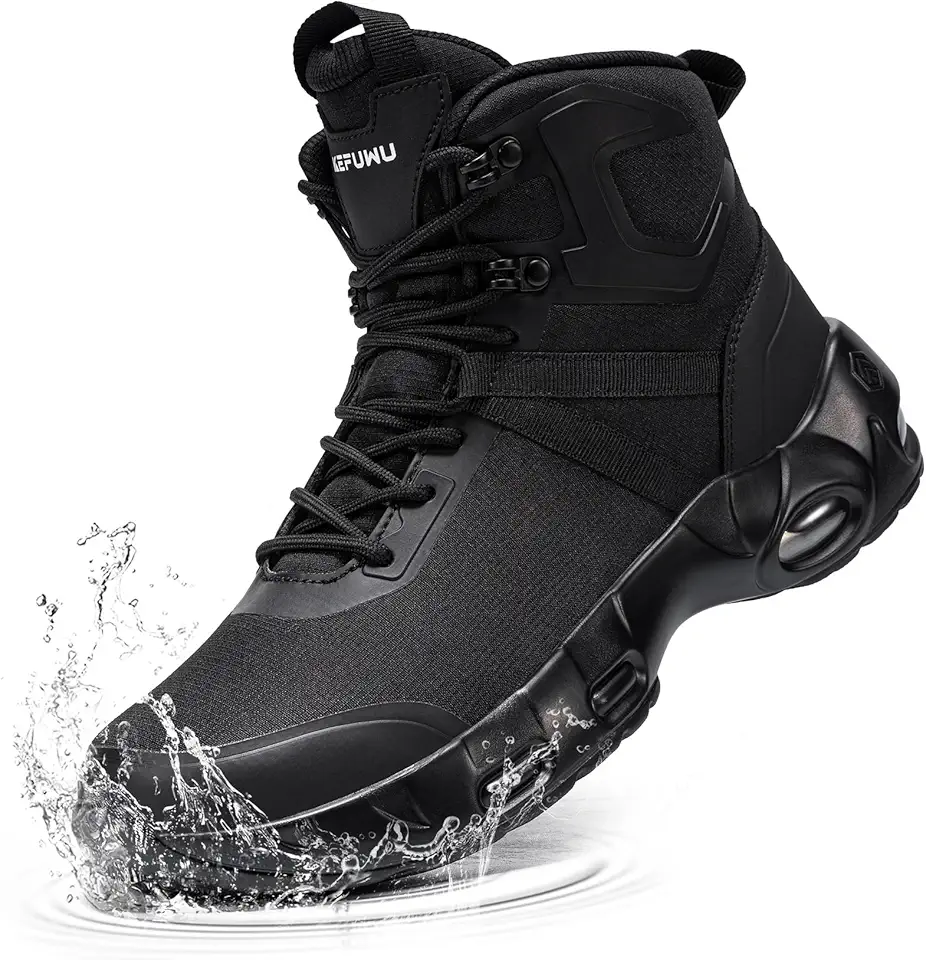 Military Tactical Boots Men Wide Waterproof 6 Inches Lightweight Durable Side-Zip Combat Boots Work Hiking Non Slip Boots