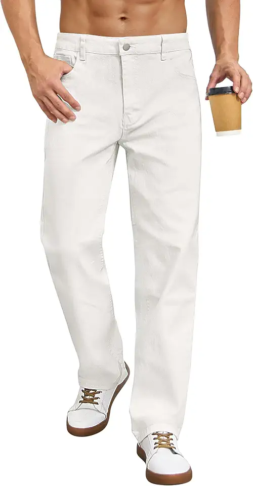 Men's Regular Fit Stretch Jeans Casual Straight Leg Denim Pants | Stretch Waist, 5-Pocket, Everyday Classic Comfort Jeans, Flex Denim, Spandex Jeans Men, Soft Cotton Pants