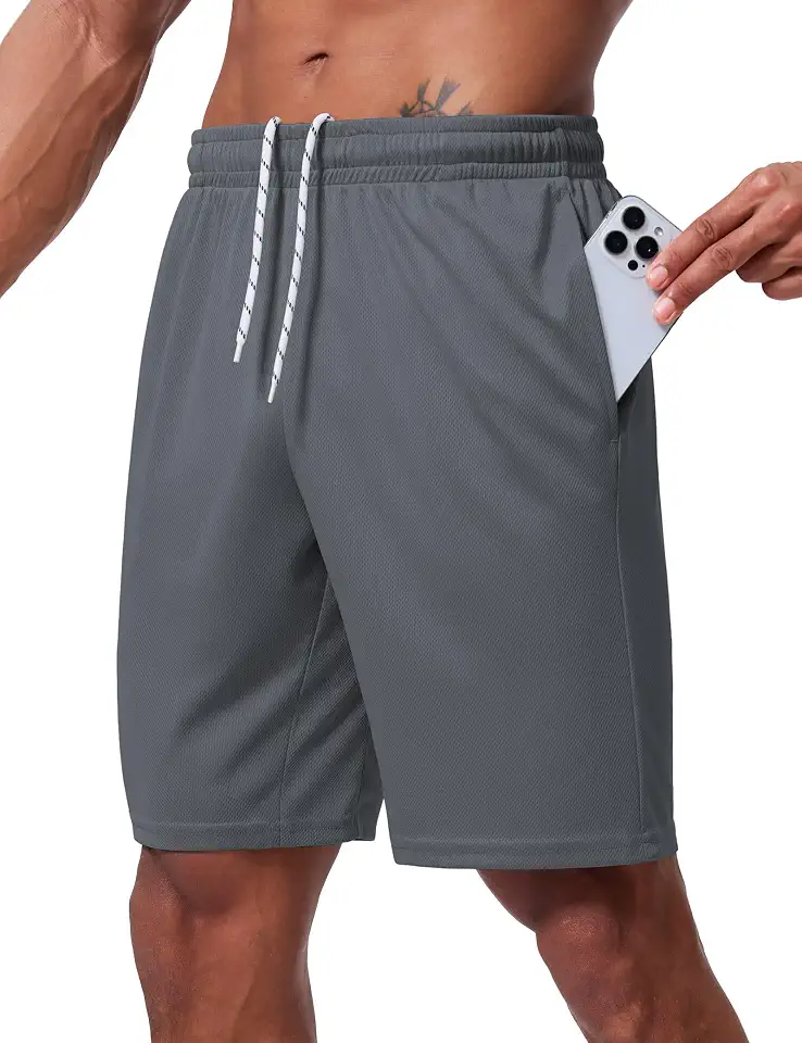 Men's Athletic Shorts 9 Inch Inseam - Quick Dry Mesh Basketball Shorts Men, Lightweight Mens Gym Running Shorts