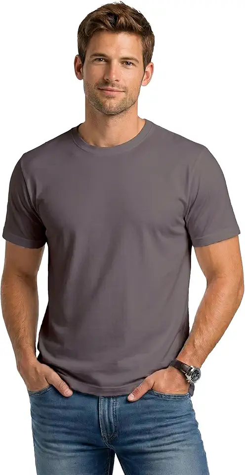 DIORO Men's T-Shirts, 100% Cotton Lightweight Crew Neck T Shirt, Tag Free Short Sleeve Regular Fit Plain Tshirts