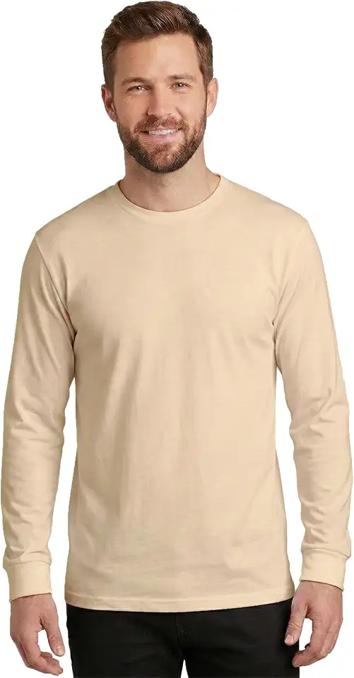 DIORO Men’s Long Sleeve Crew Neck T-Shirt – Soft Cotton, Moisture Wicking, Regular Fit, Classic Plain Tee for Men