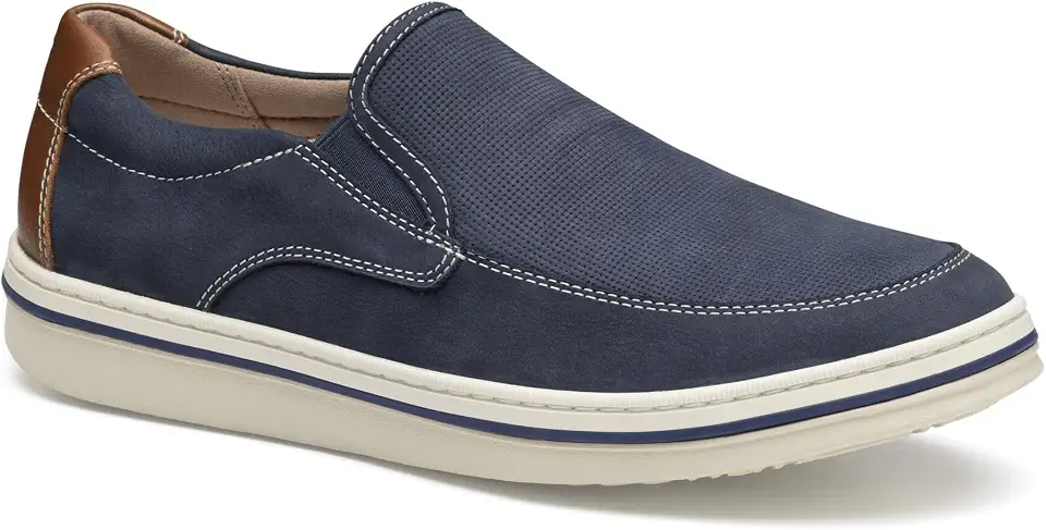 Johnston & Murphy Men's Bowling Embossed Moc Venetian Loafer, Navy Embossed Tumbled Nubuck, 11 M