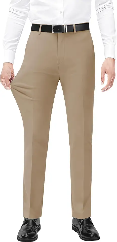 Men's Stretch Dress Pants with Expandable-Waist 3 Fits: Slim Fit/Classic Straight/Big & Tall