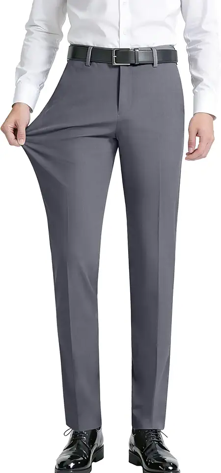 Men's Stretch Dress Pants with Expandable-Waist 3 Fits: Slim Fit/Classic Straight/Big & Tall