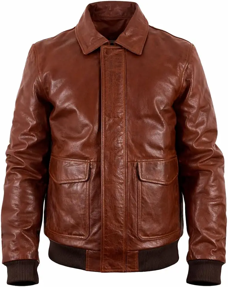 Men's Brown Shearling Leather Bomber Jacket