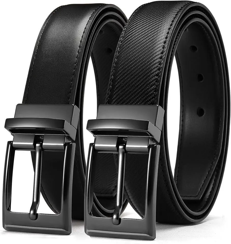 Men's Black Leather Dress Belt