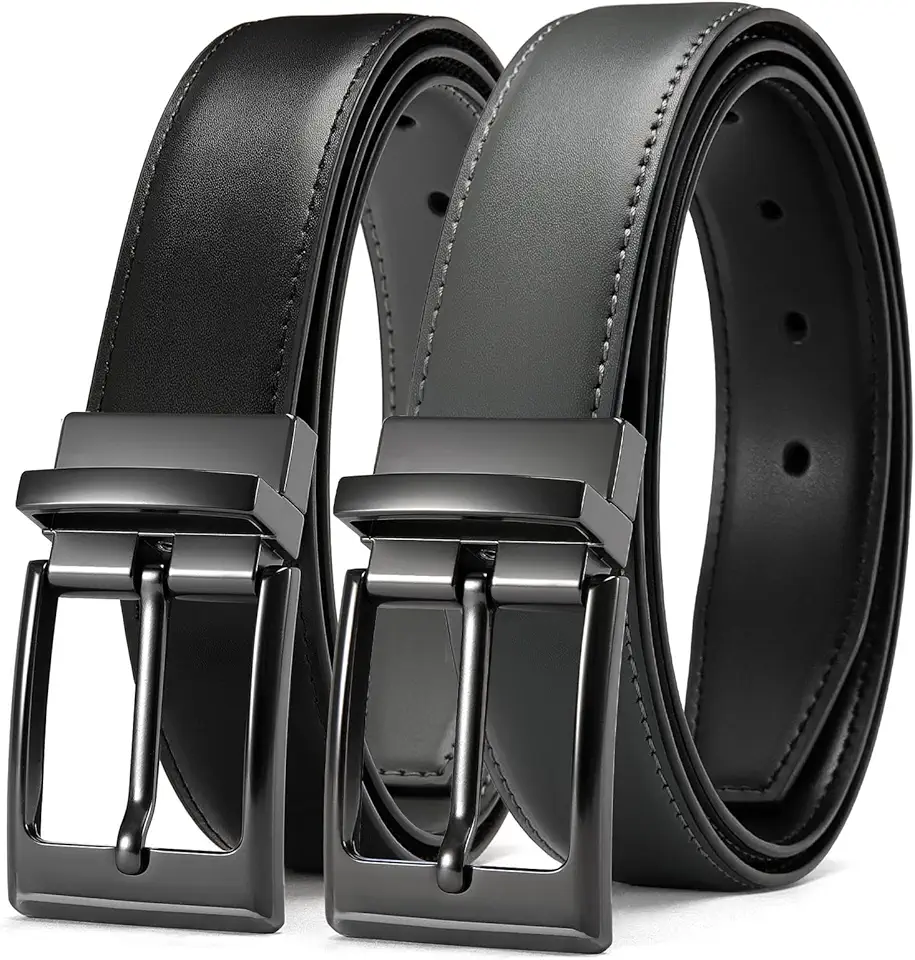 Global Recycled Standard CHAOREN Reversible Belt Men 1 Piece - 1.25" Leather Dress Belt | 1 Belt, 2 Colors, Double-Sided Reversible, Premium Genuine Leather, Trim to Fit