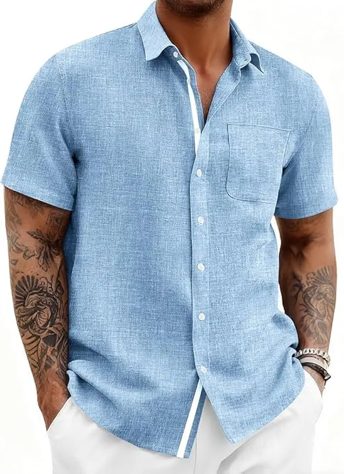 Men's Sky Blue Linen Shirt