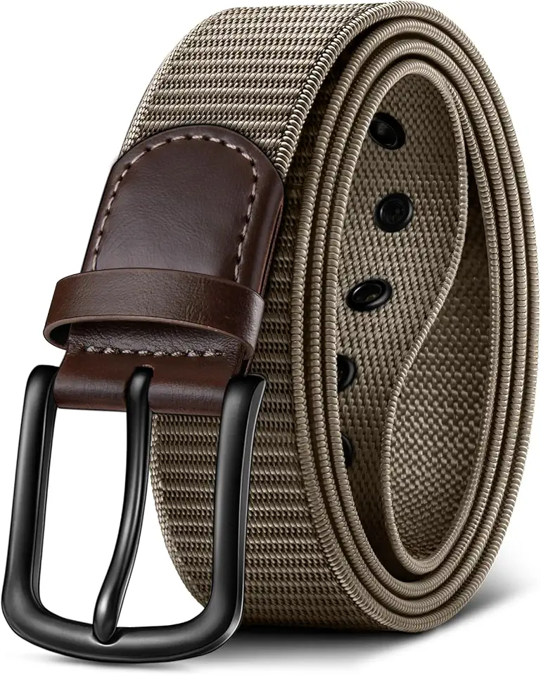 Men's Navy Red Striped Webbing D Ring Belt