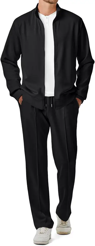 JMIERR Mens Tracksuit 2 Piece Textured Casual Loungewear Jogging Suits | Long Sleeve, Full Zippered Sweat Jackets, Sport Pants Joggers, Leisure Stylish Loungewear, Jogging Suits, Matching Sets