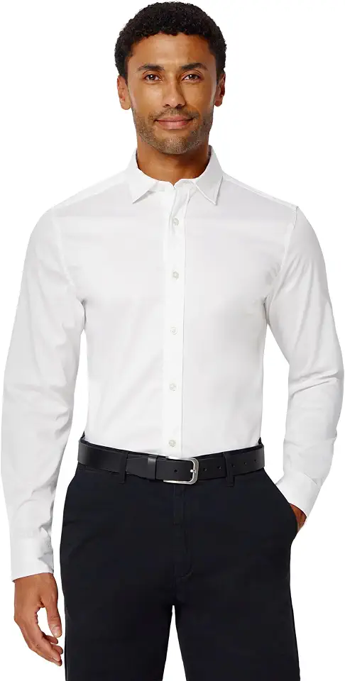 Amazon Essentials Men's Slim Fit Stretch Wrinkle Free Spread Collar Dress Shirt