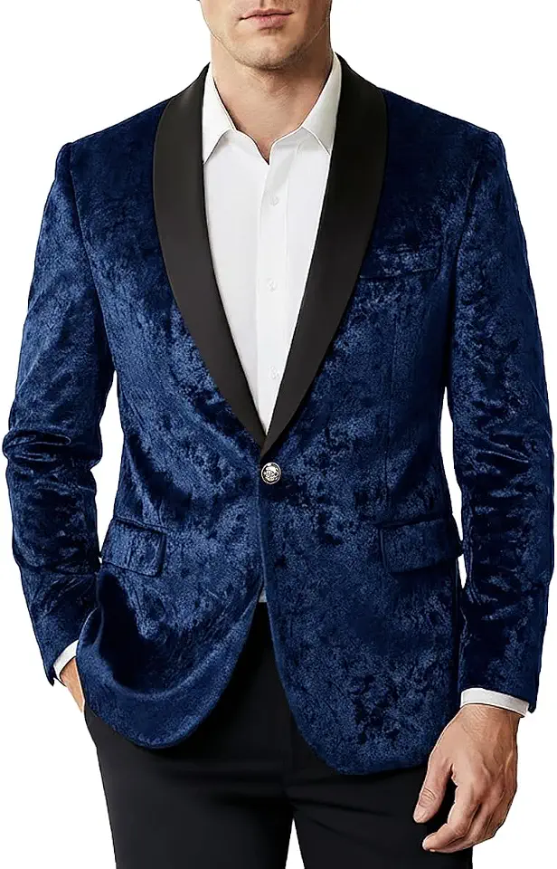 Men's Slim Fit Navy Velvet Suit Jacket