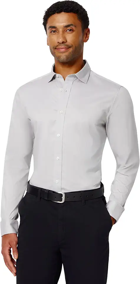 Amazon Essentials Men's Slim Fit Stretch Wrinkle Free Spread Collar Dress Shirt