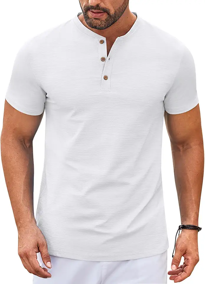 Global Recycled Standard COOFANDY Mens Henley Shirts Short Sleeve Casual Stylish Tshirt Lightweight Summer Basic Tee Tops