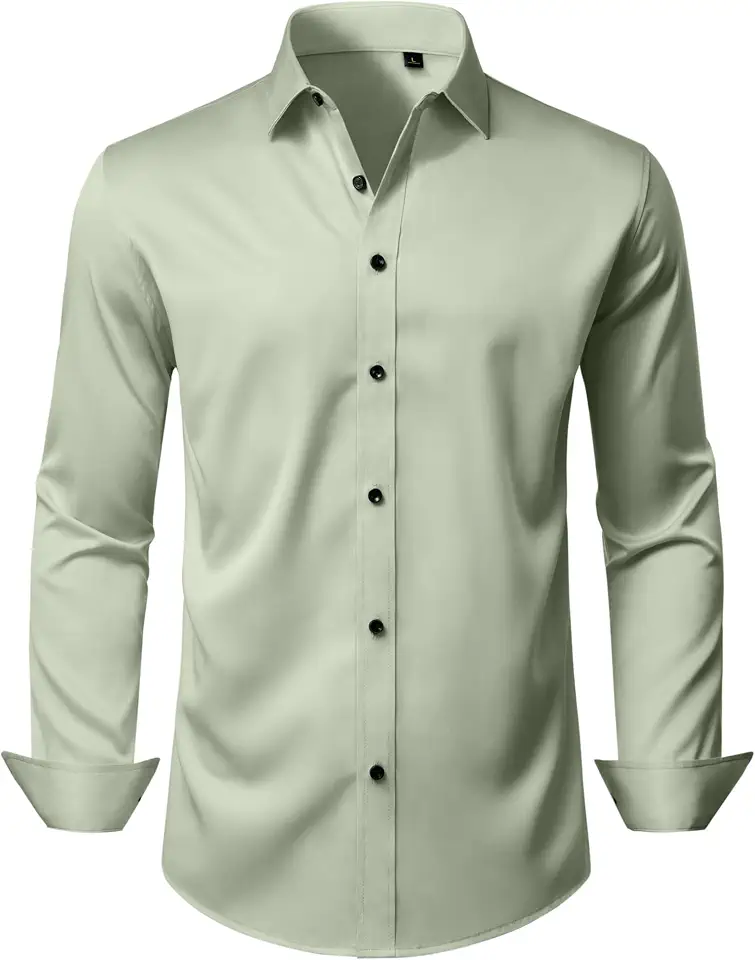 Mens Wrinkle-Free Dress Shirts Long Sleeve Stretch Flex Button Down Shirt | Regular Fit, Back Darts, Crisp Collar, Adjustable Cuffs, Easy Care, Business Casual, Button Up, Professional, Wedding, Prom