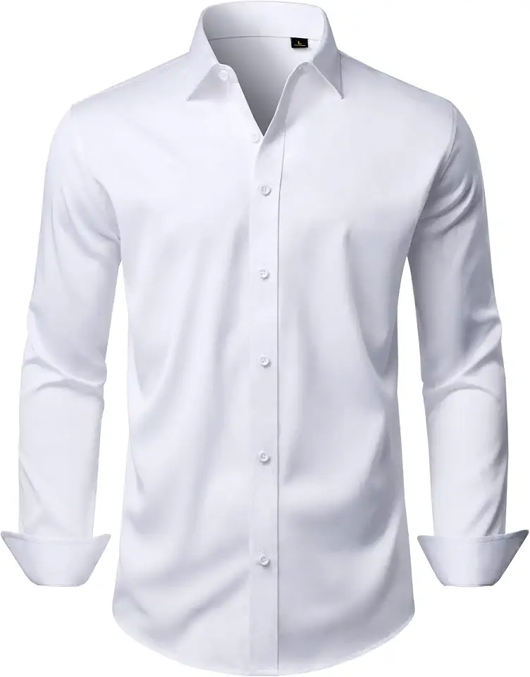 Global Recycled Standard Men's Dress Shirts Long Sleeve, Stretch, Wrinkle Resistant, Regular Fit