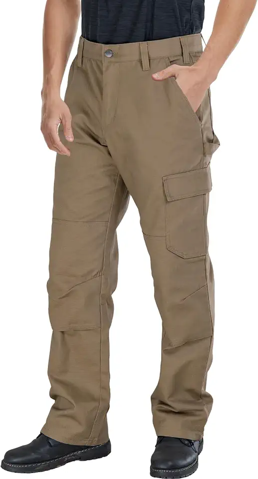 WORK IDEA Men's Double Knee Work Pants Heavy Duty Canvas Cargo Pants