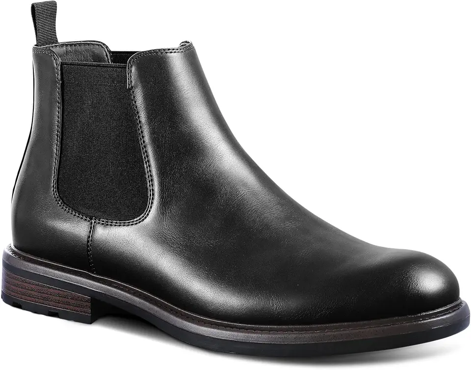 Men's Black Leather Slip On Chelsea Boots