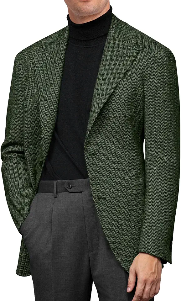 Men’s Blazer Herringbone Tweed Sport Coat Jacket for Men