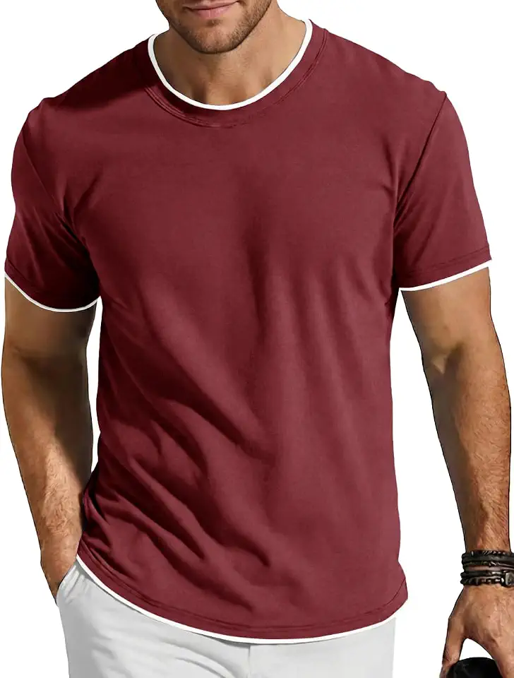 Runcati Mens Ringer Tee Casual Crew Neck Short Sleeve T Shirt