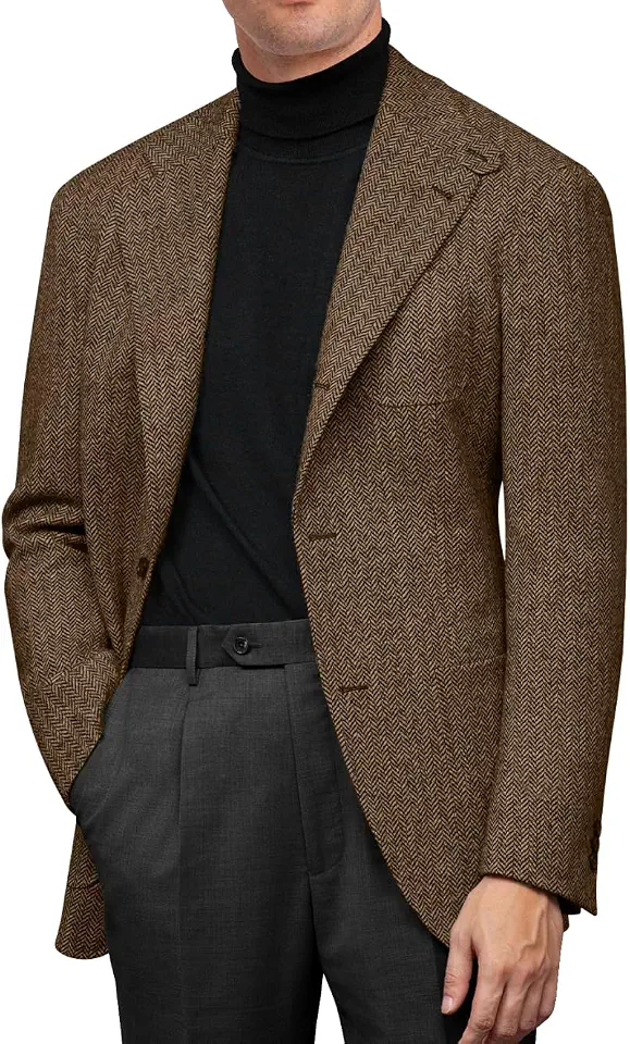 Global Recycled Standard Men’s Blazer Herringbone Tweed Sport Coat Jacket for Men