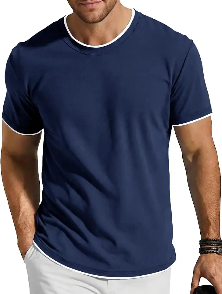 Runcati Mens Ringer Tee Casual Crew Neck Short Sleeve T Shirt