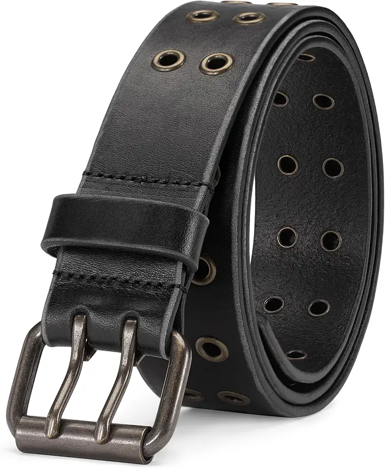 1.5" Double Hole Full Grain Leather Belt for Men Women