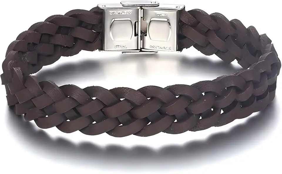 Italian Men's Leather Bracelet Jewelry Gift