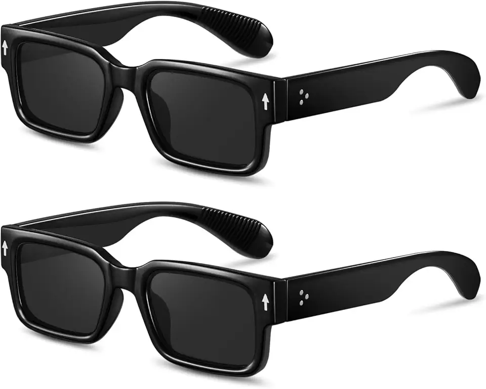 YDAOWKN Square Frame Sunglasses for Women Men Trendy Chunky Rectangle Sun Glasses Black Shades UV400 Protection