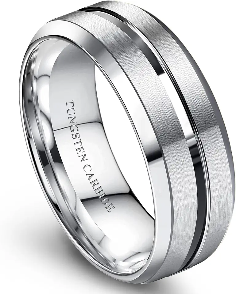 Jstyle Tungsten Carbide Rings for Men 8MM Wedding Bands Scratch-Resistant