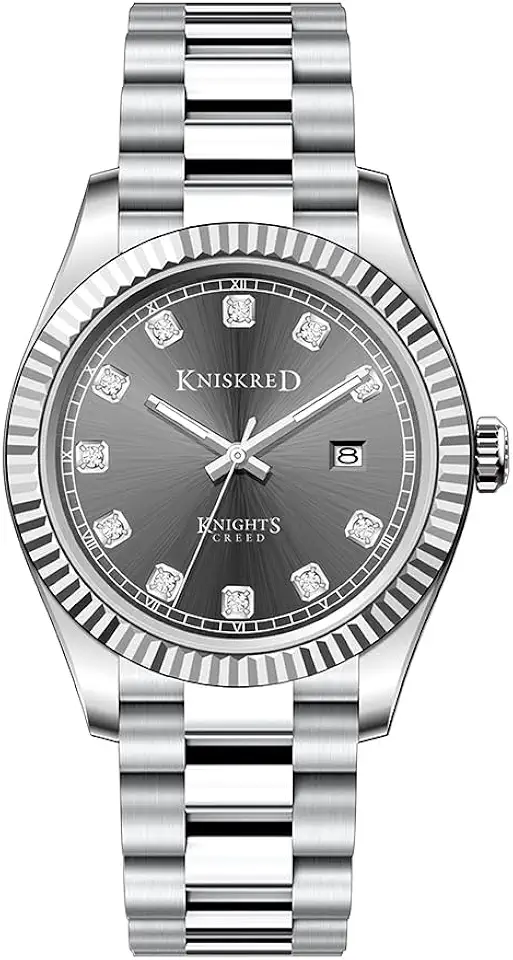 Men's Classic Silver Case Stainless Steel Link Watch