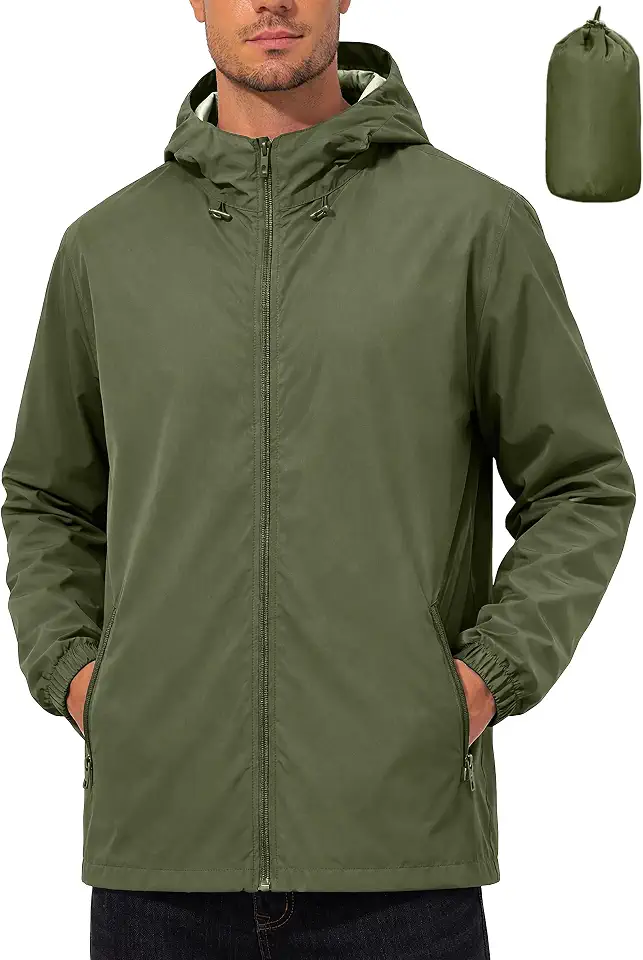 UIQUR Mens Raincoat Waterproof Rain Jacket