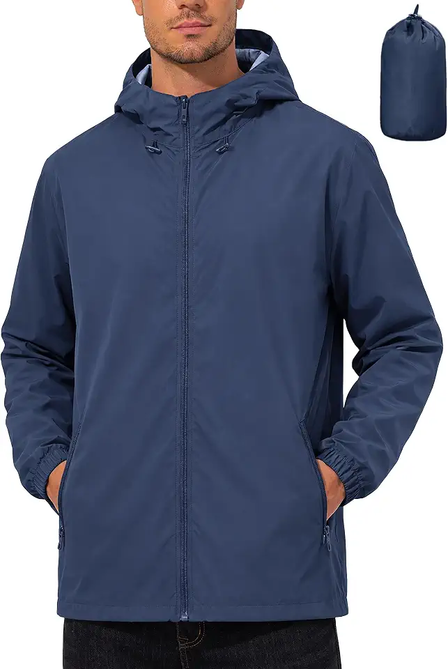 UIQUR Mens Raincoat Waterproof Rain Jacket