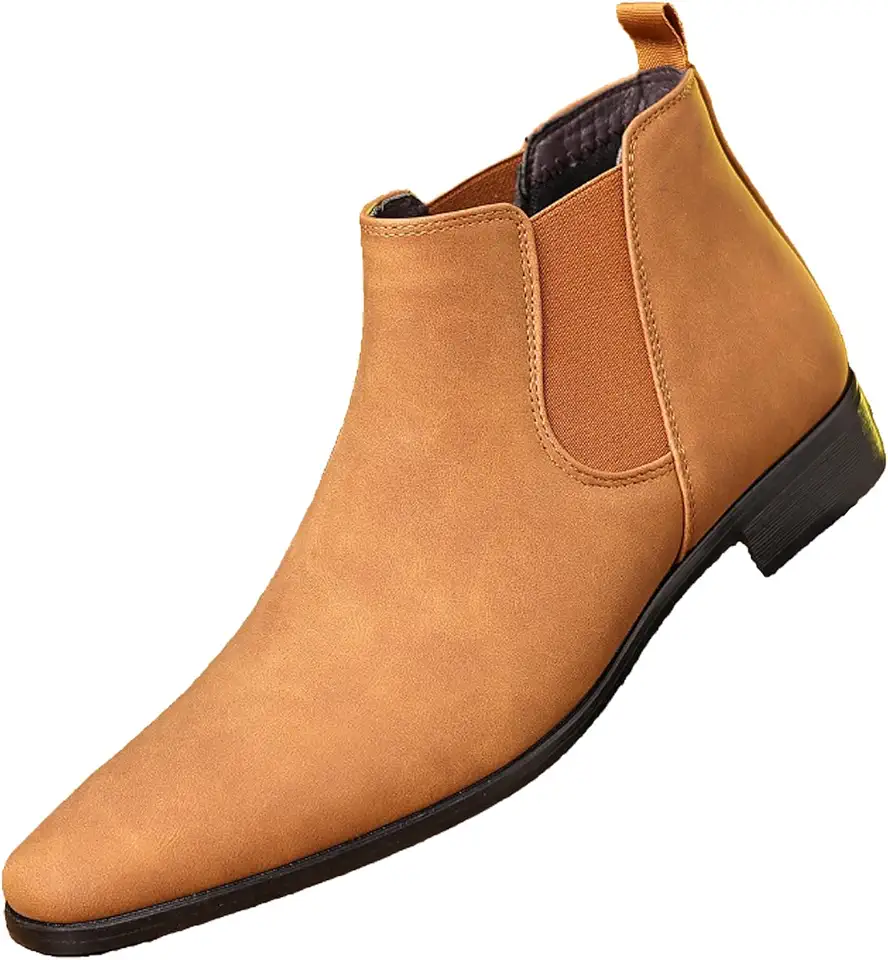 Chelsea Boots Men's Suede Elastic Slip On Dress Boots Comfort Low Heel Formal Wedding Party Business Casual Ankle Boots