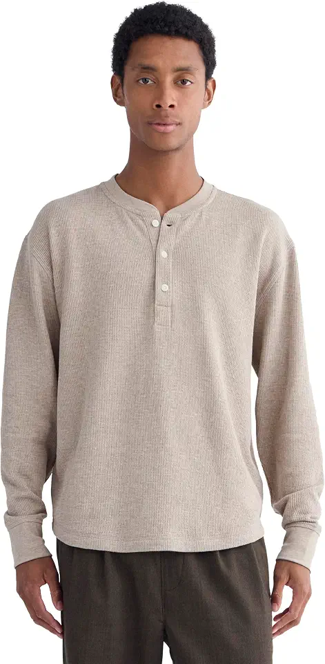 Everlane Men's Everlane Thermal Henley in Cozy Waffle