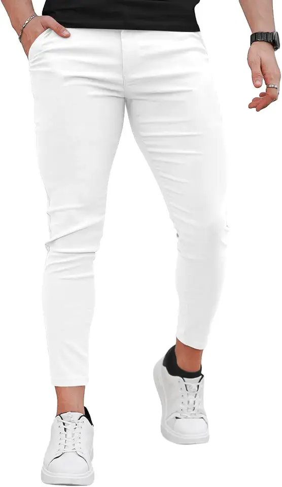 GINGTTO Mens Chinos Pants Slim Fit Stretch Ankle Length Dress