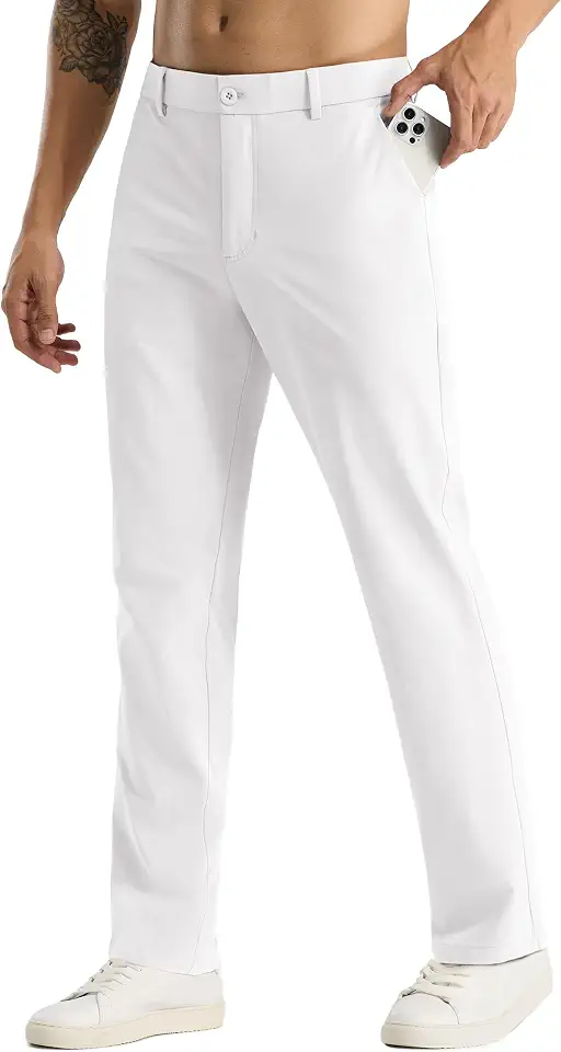 MIER Men's Lightweight Golf Pants Work Dress Pants Classic Fit 30" | Water Resistant Stretch, 4 Pockets Secure Items, Tear-Away Tag, Straight-Leg Fit, Business Casual Wear, Machine Washable