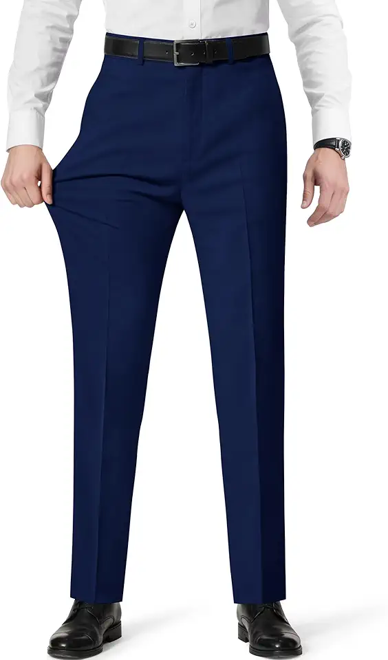 Mens Stretch Dress Pants with Expandable Waist 3 Fits: Slim Fit/Classic Straight/Big & Tall