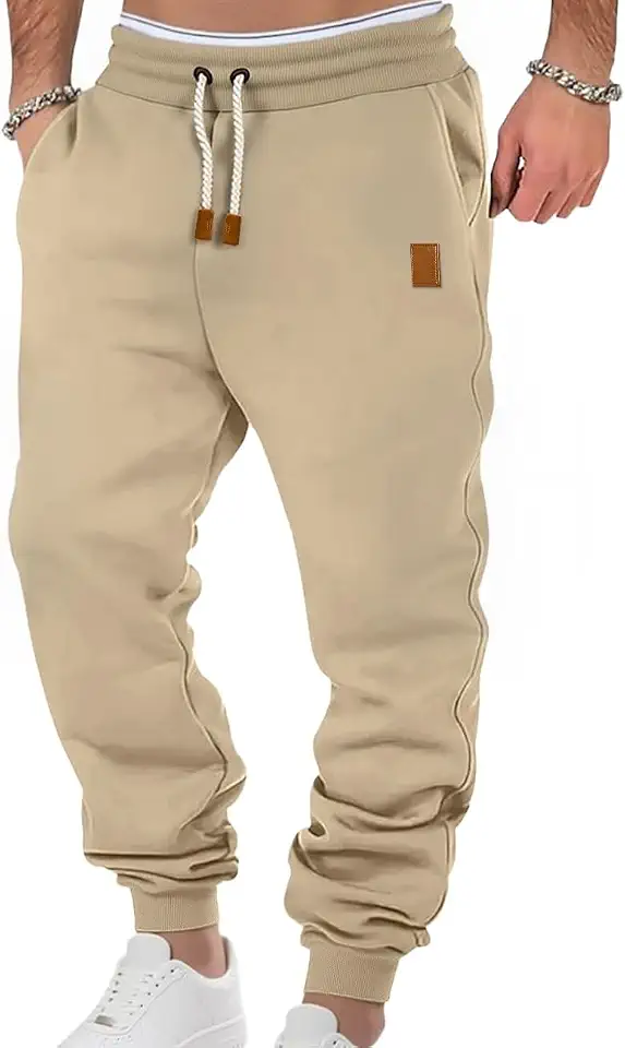 Mens Drawstring Sweatpants with Pockets Athletic Jogger Pants Cargo Sweatpant Winter Fleece Athletic Trousers