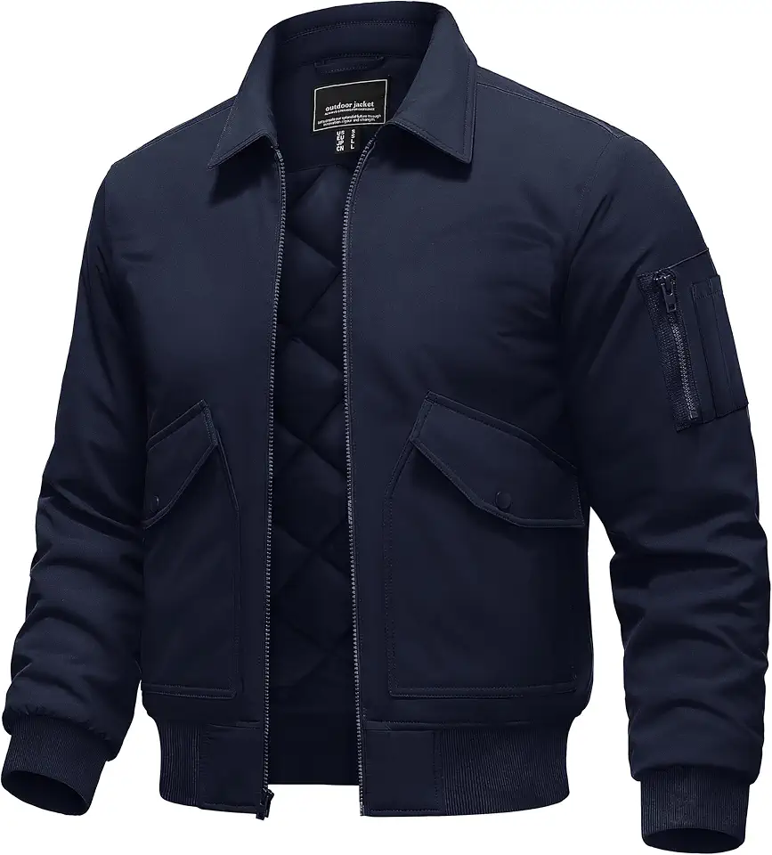 TACVASEN Men's Jacket Thick Quilted Winter Coat Windproof Water Repellent