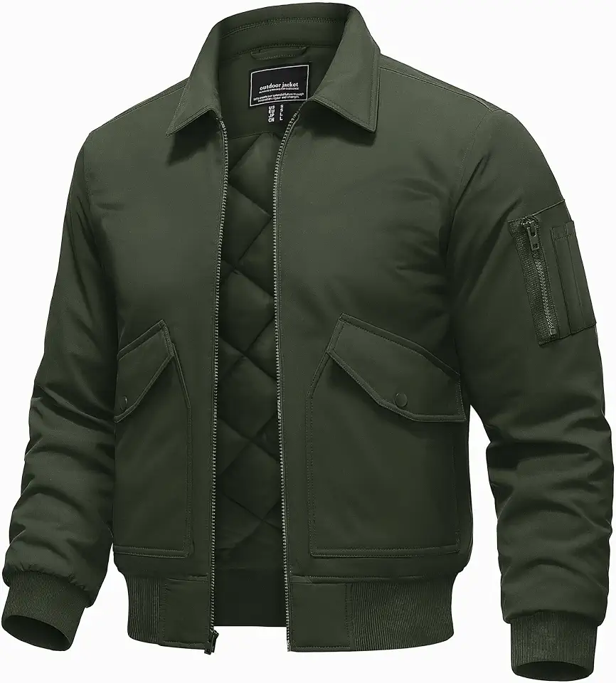 TACVASEN Men's Jacket Thick Quilted Winter Coat Windproof Water Repellent