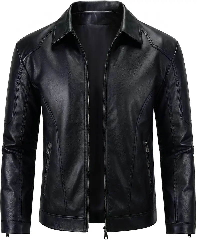 Leather Jacket Men Faux Leather Jackets Motorcycle Biker Coat Outwear