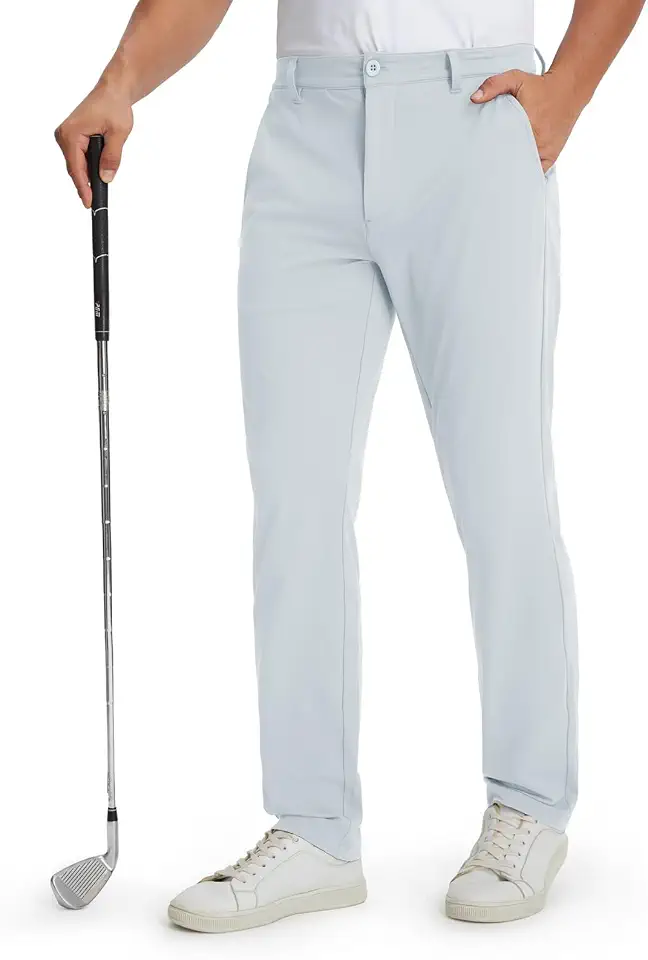 M MAELREG Golf Mens Stretch Pants with Pockets - 30"/32"/34" Quick Dry Lightweight Casual Comfy Work Mens Dress Pants